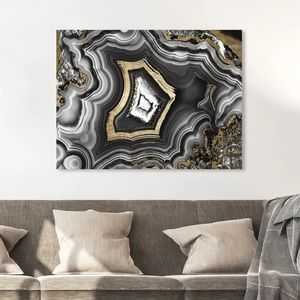 NEW Oliver Gal 16x24 AdoreGeo Abstract Wall Art Print Black Gray Gold Metallic